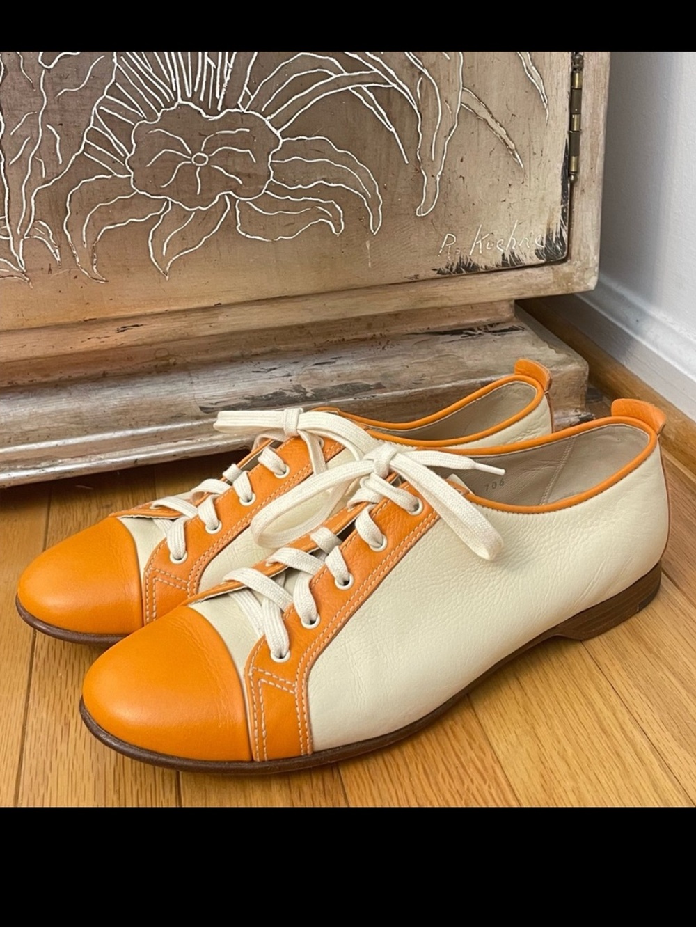 Gravati Orange and Cream Women's Saddle Shoes